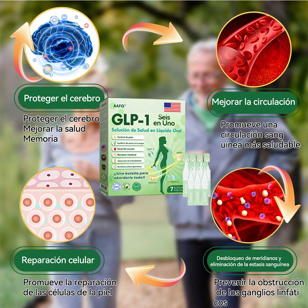 🆄🆂© Verificado por la FDA ⚕️ AAFQ® GLP-1 Solución Líquida Oral Seis en Uno(Solo una vez al día, cambios visibles en 7 días) Ideal para apoyar la salud en casos de obesidad, salud cardiovascular, diabetes, apnea del sueño, problemas articulares y más.