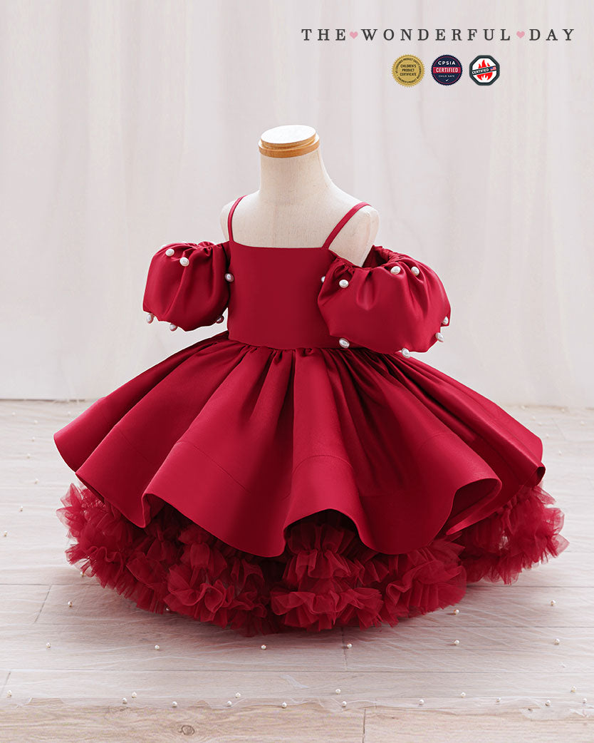 Elegant Pearl Off-Shoulder Princess Tulle Ball Gown