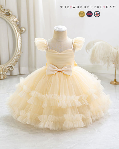 Light Pink Sweetheart Neck Flutter Strap Tier Ruffle Tutu Dress