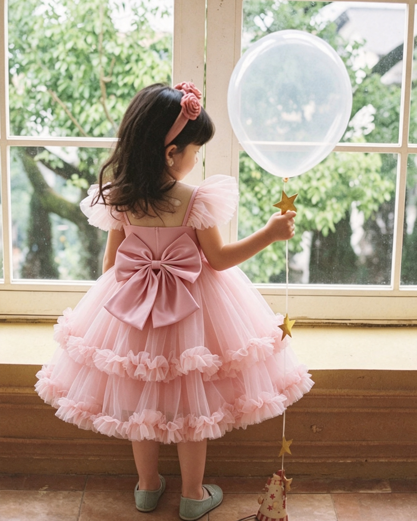 Light Pink Sweetheart Neck Flutter Strap Tier Ruffle Tutu Dress