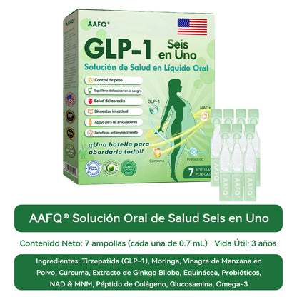 🆄🆂© Verificado por la FDA ⚕️ AAFQ® GLP-1 Solución Líquida Oral Seis en Uno(Solo una vez al día, cambios visibles en 7 días) Ideal para apoyar la salud en casos de obesidad, salud cardiovascular, diabetes, apnea del sueño, problemas articulares y más.