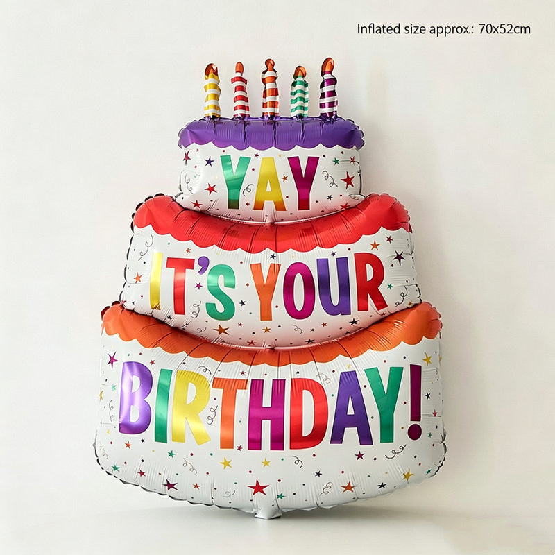 Dopamine Colorful 3D Layered Cake Balloon Birthday Decoration