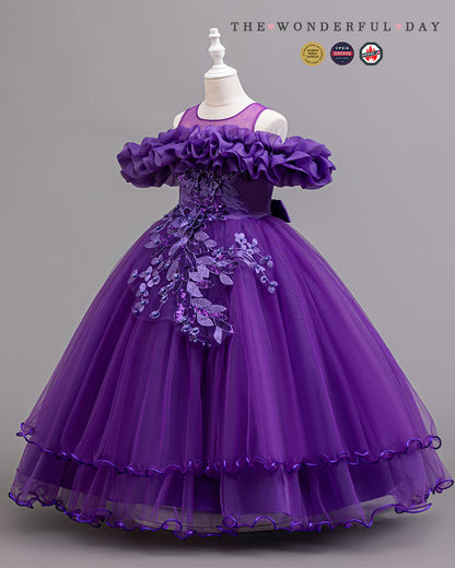 Couture Off-Shoulder Floral Lace Long Formal Gown