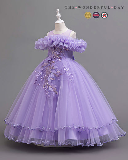 Couture Off-Shoulder Floral Lace Long Formal Gown
