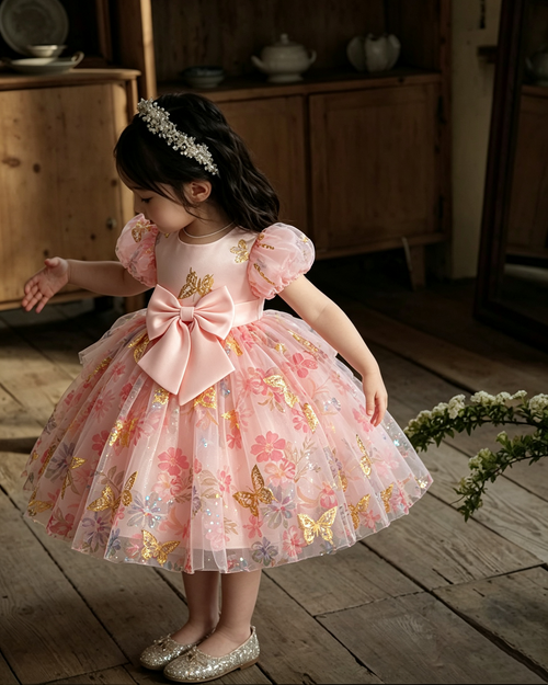 Summer Lightweight Floral Puff Sleeve Party Dress